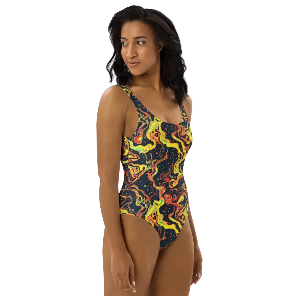 Afterdark Swirl on One-Piece Swimsuit — Right