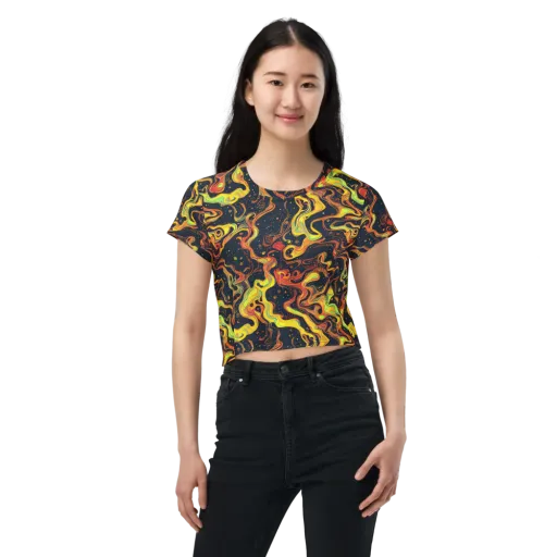 Afterdark Swirl on a Crop Tee