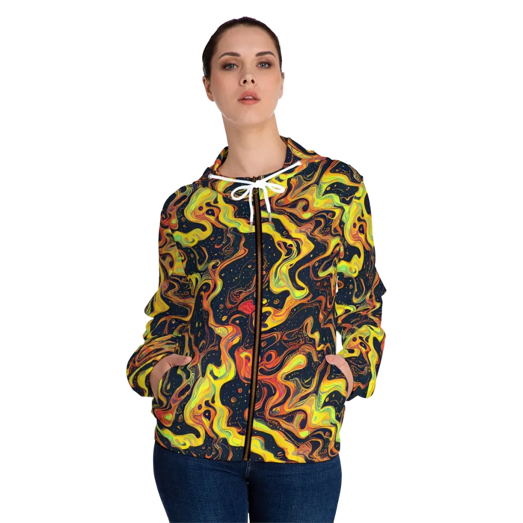 Afterdark Swirl on Women's Full-Zip Hoodie — Front On Person