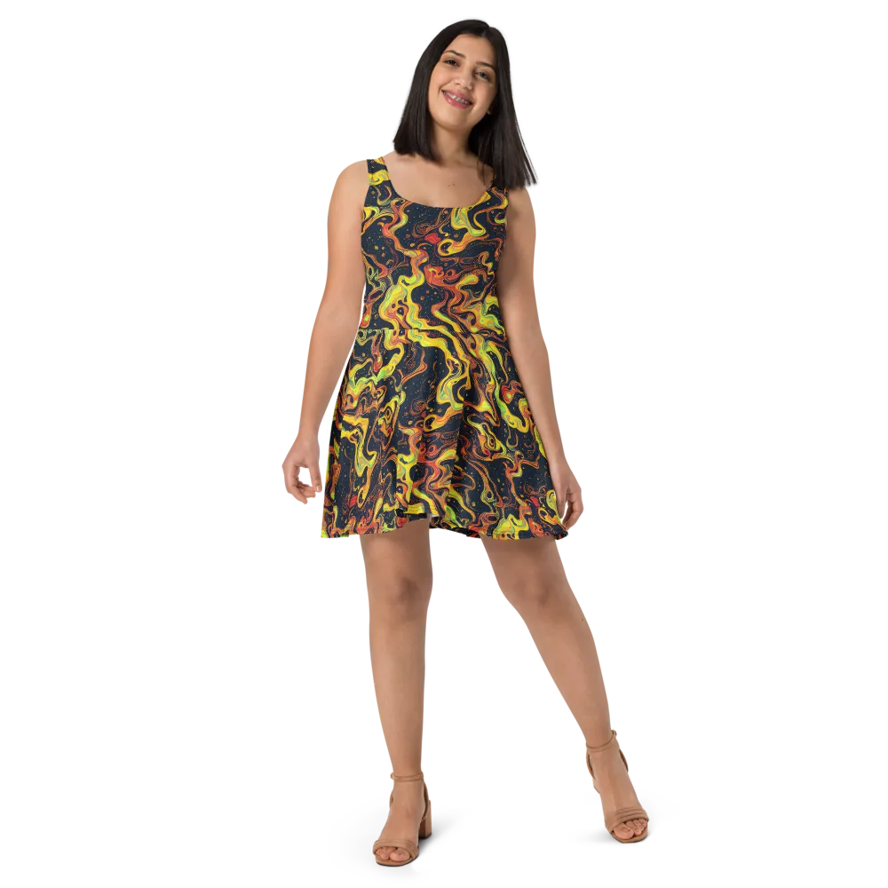 Afterdark Swirl on Skater Dress — Front
