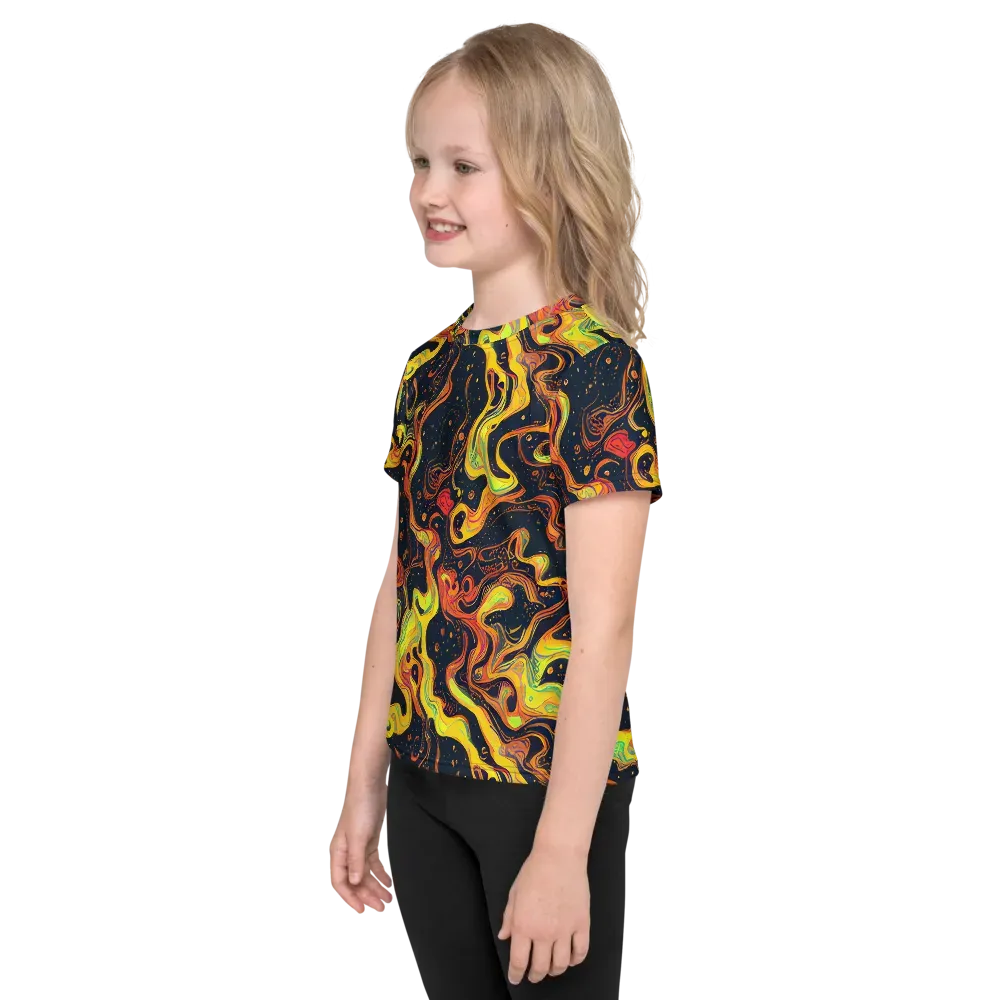Afterdark Swirl on Kids Crew Neck T-Shirt — Left