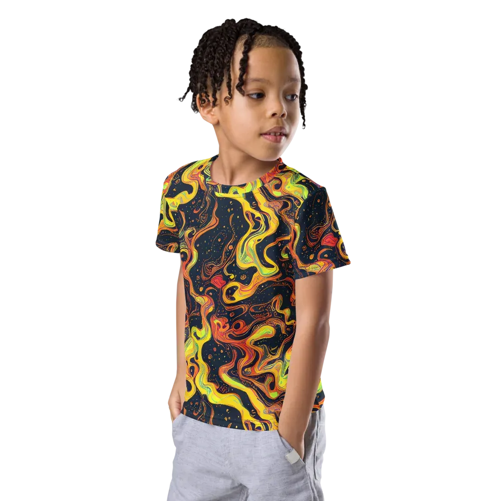 Afterdark Swirl on Kids Crew Neck T-Shirt — Left Front