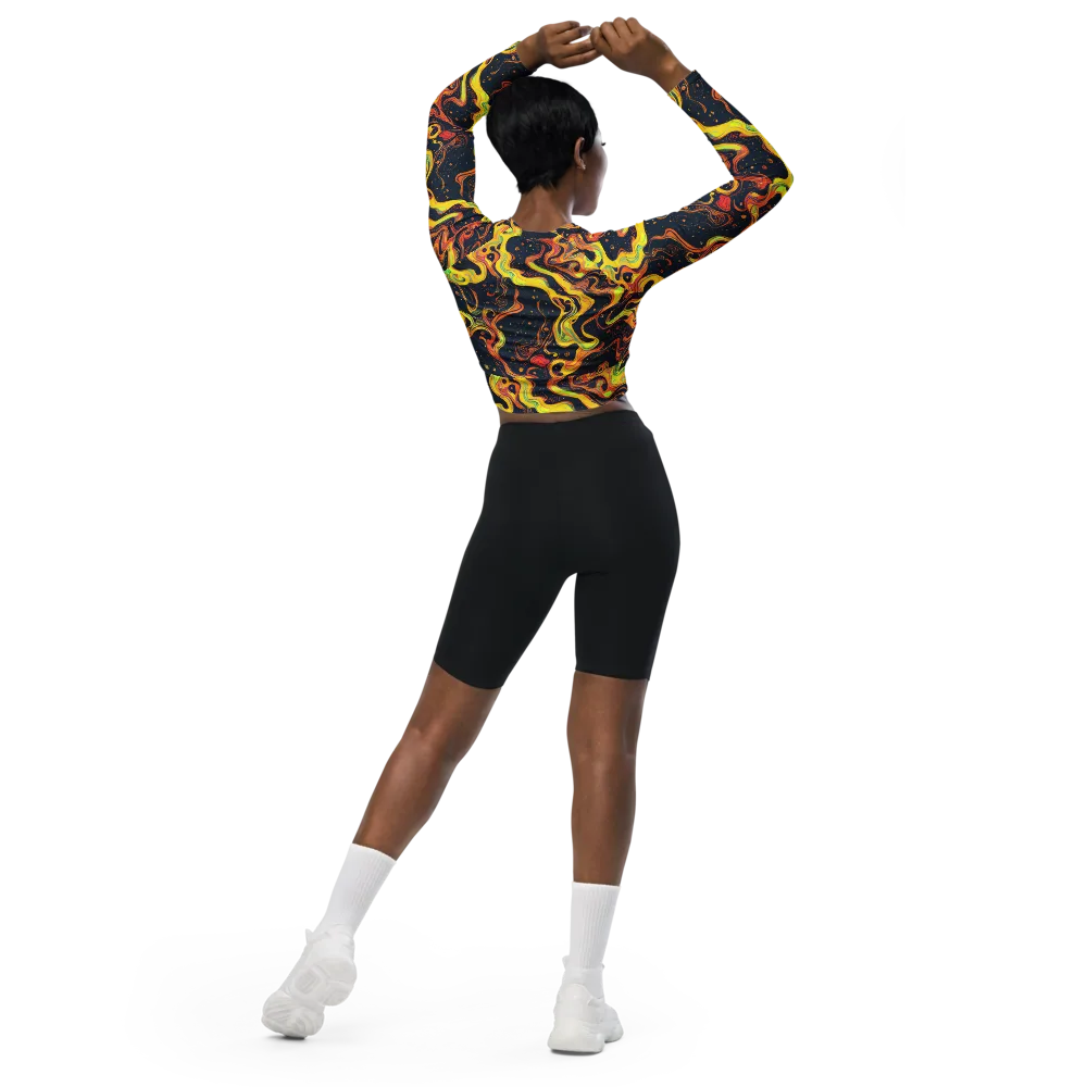 Afterdark Swirl on Long Sleeve Crop Top — Back