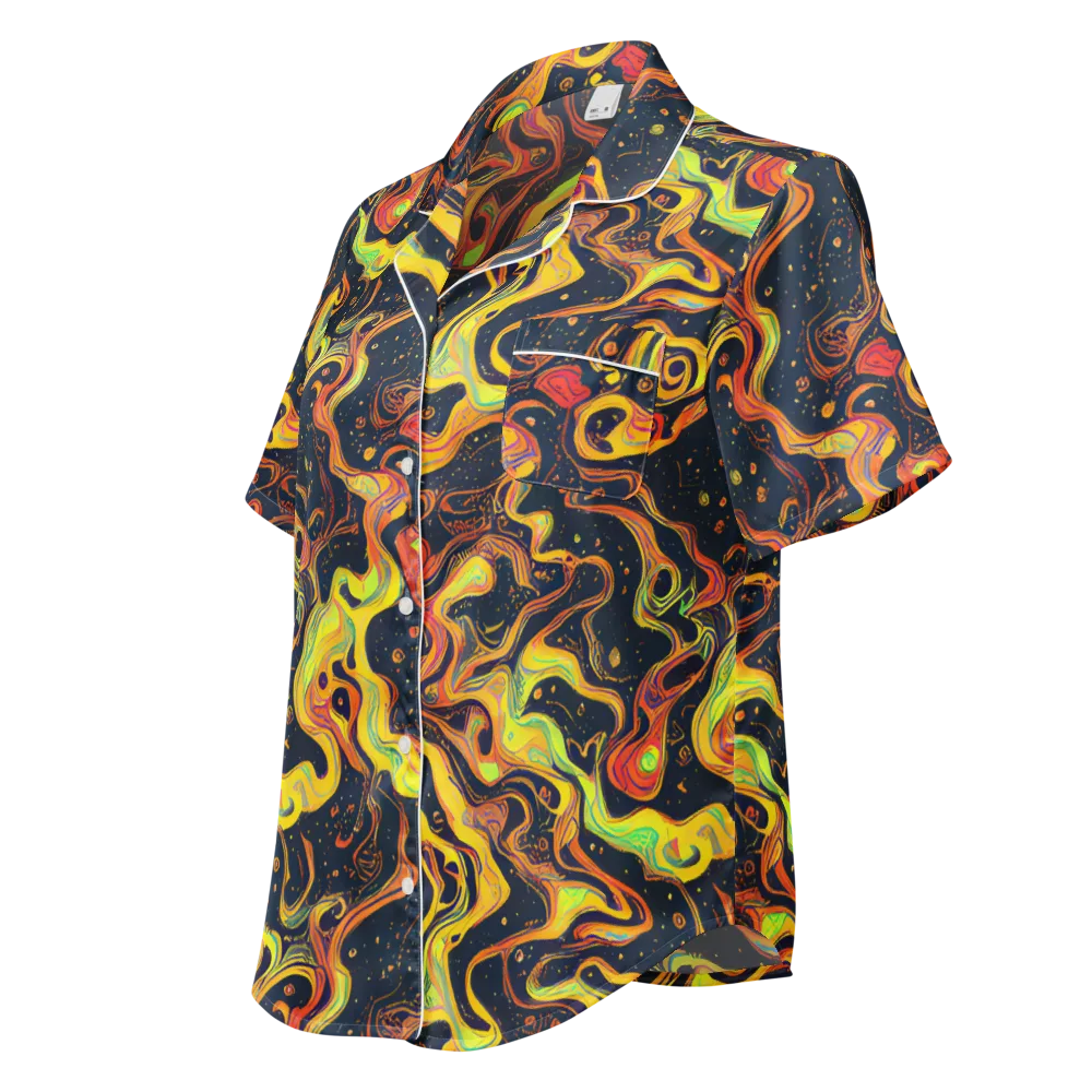 Afterdark Swirl on Women's Short Sleeve Pajama Top — Left Front