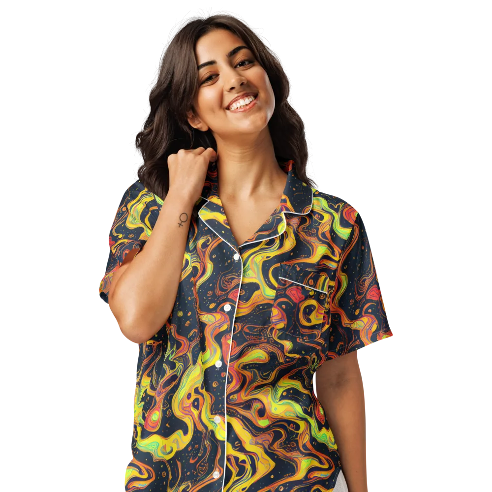 Afterdark Swirl on Women's Short Sleeve Pajama Top — Front