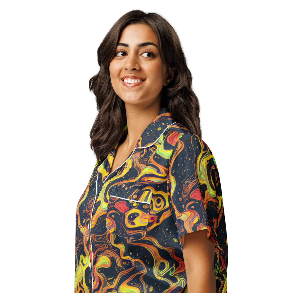 Afterdark Swirl on Women's Short Sleeve Pajama Top — Left Front