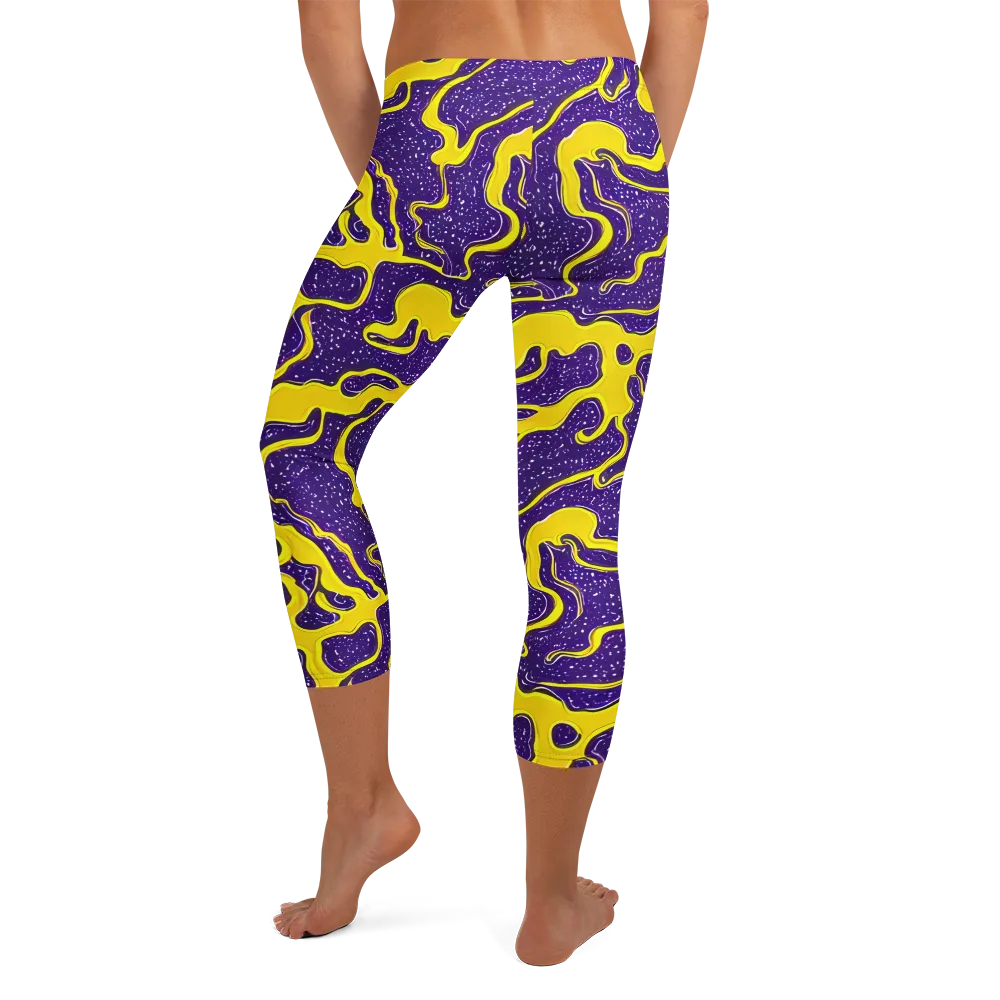 Lemon Nebula on Capri Leggings — Back