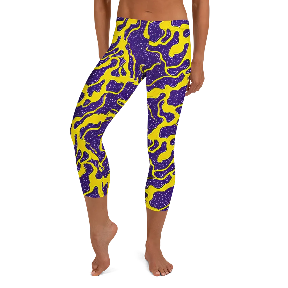 Lemon Nebula on Capri Leggings — Front
