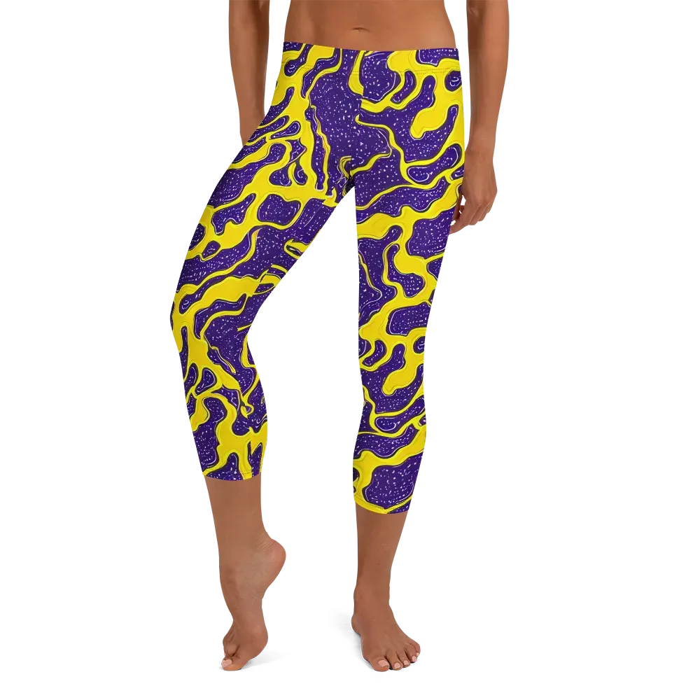 Lemon Nebula on Capri Leggings — Front
