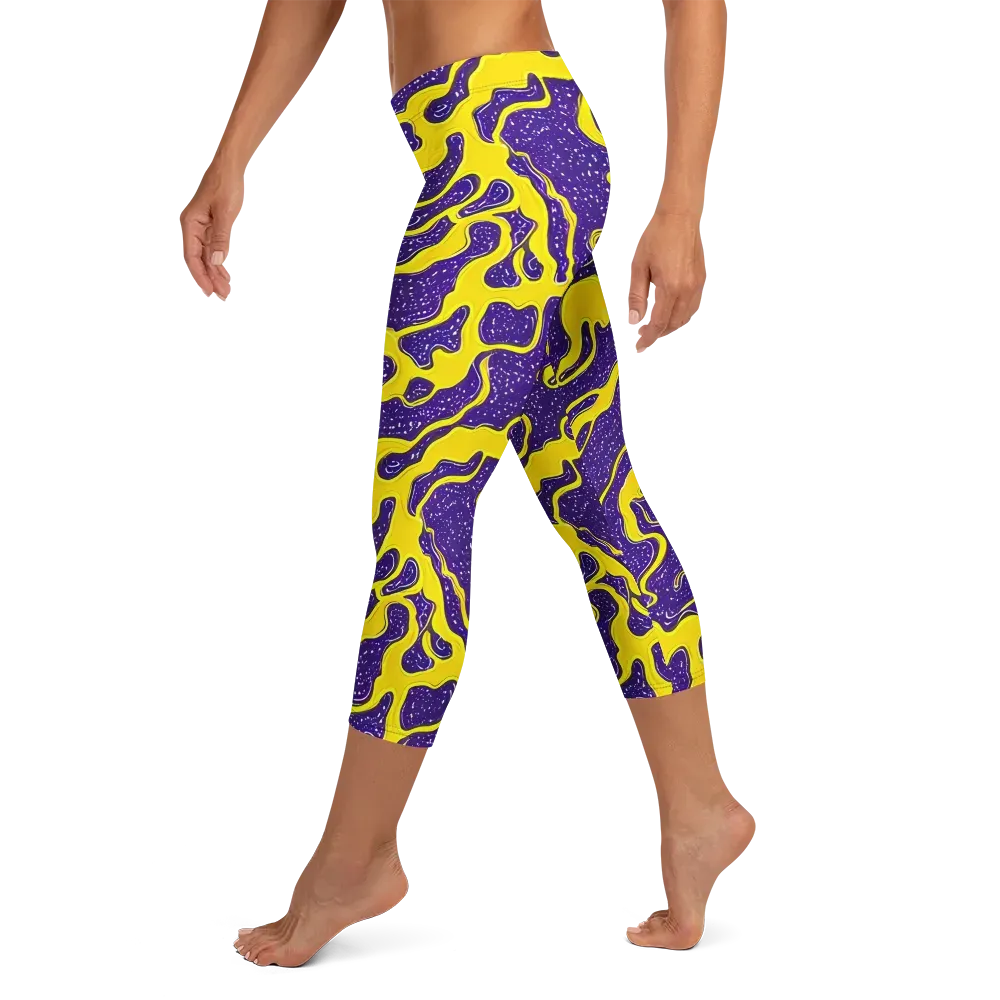 Lemon Nebula on Capri Leggings — Left