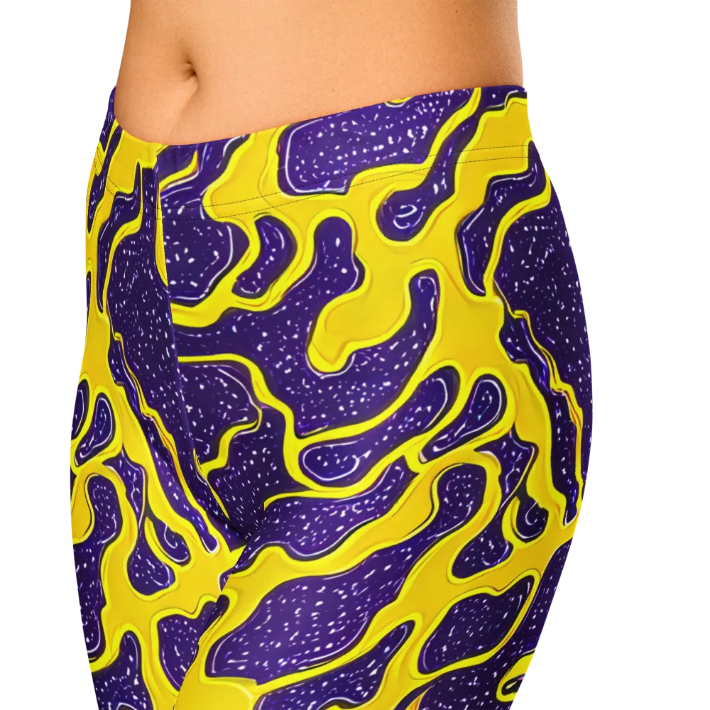 Lemon Nebula on Capri Leggings — Zoomed-in