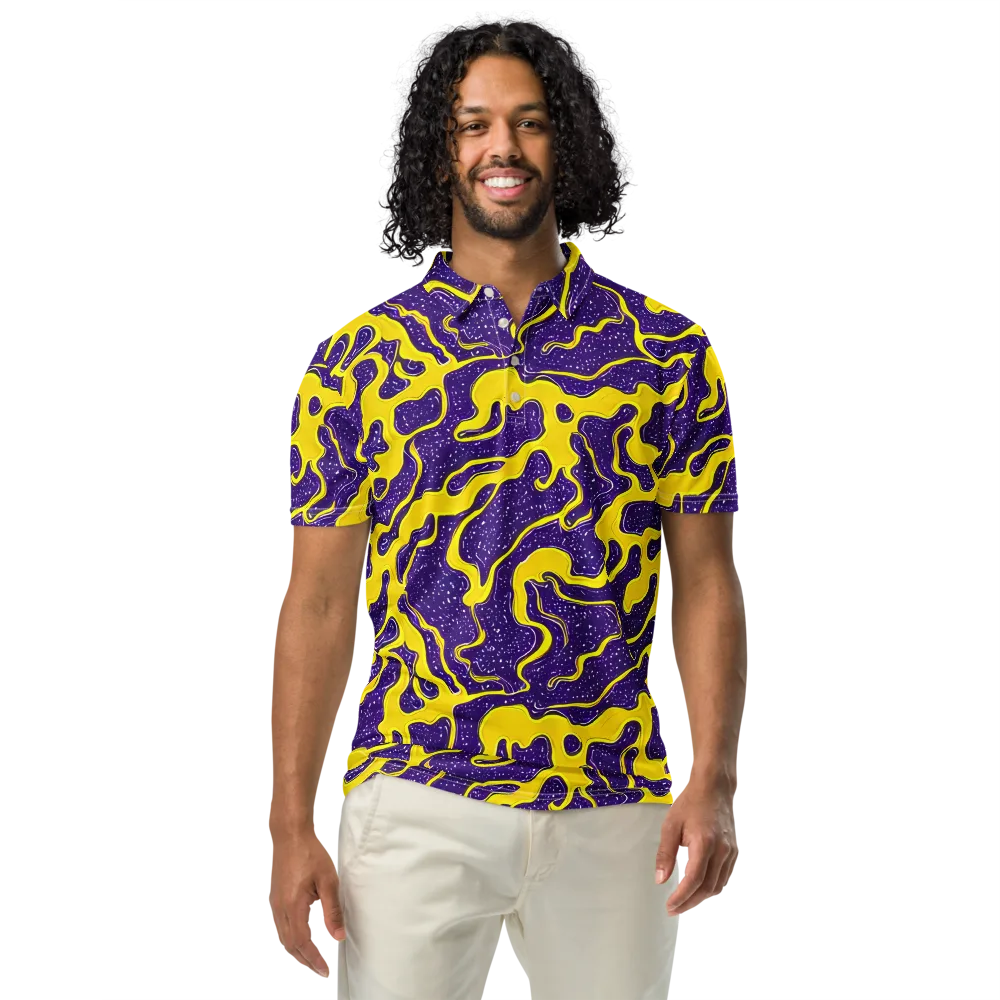 Lemon Nebula on Men's Slim Fit Polo Shirt — Front