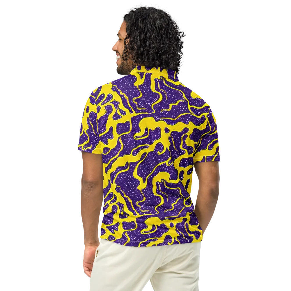 Lemon Nebula on Men's Slim Fit Polo Shirt — Back