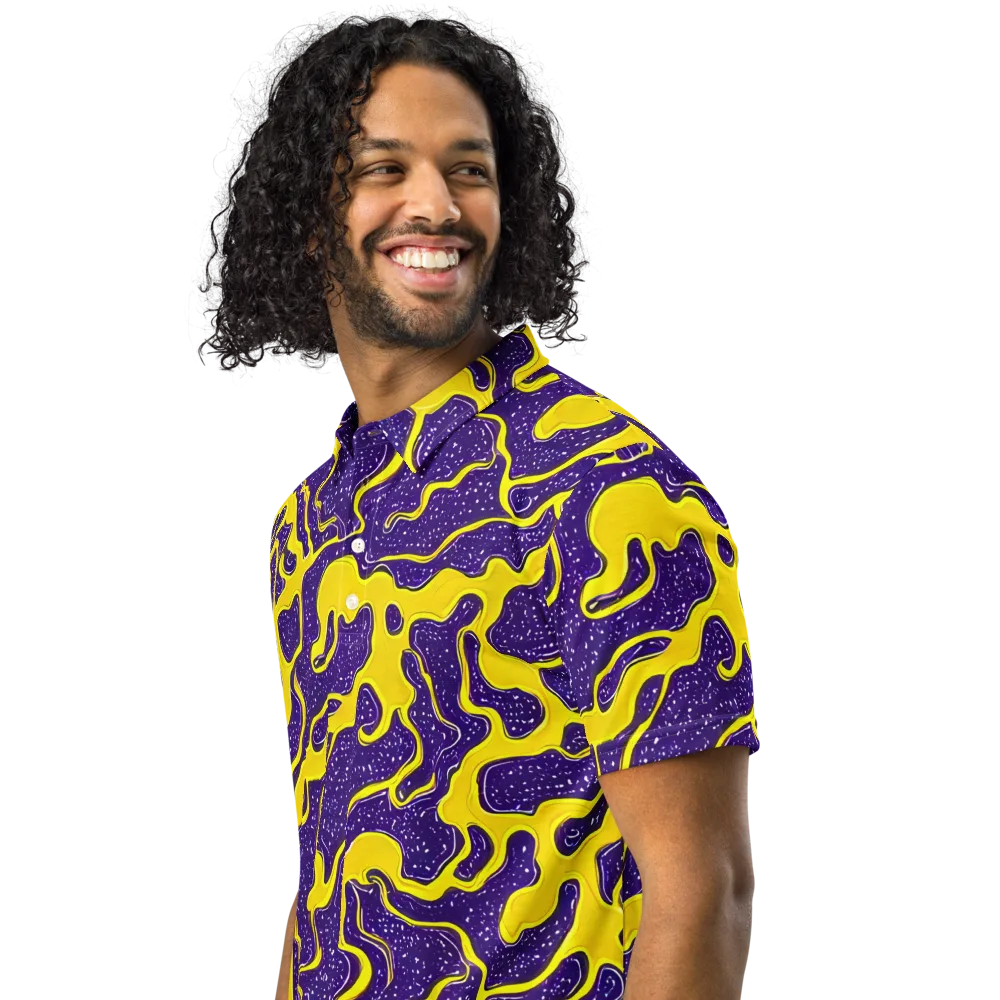 Lemon Nebula on Men's Slim Fit Polo Shirt — Left Front