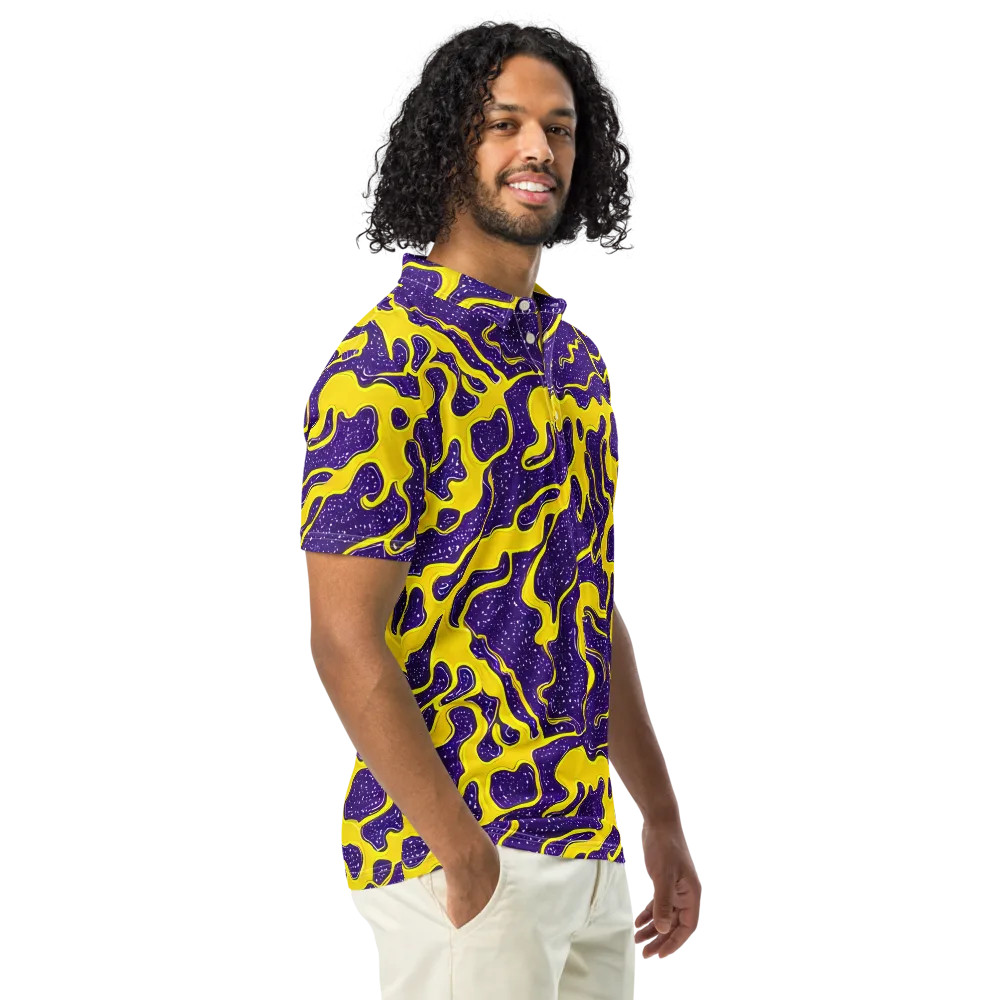 Lemon Nebula on Men's Slim Fit Polo Shirt — Right Front