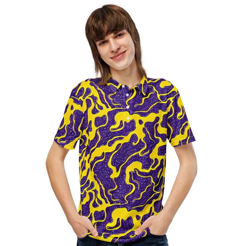 Lemon Nebula on Men's Slim Fit Polo Shirt — Front