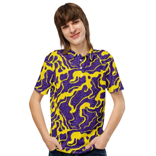 Lemon Nebula on a Men's Slim Fit Polo Shirt