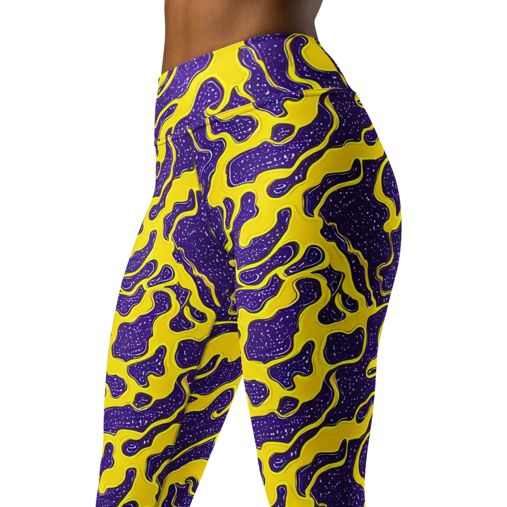 Lemon Nebula on Yoga Leggings — Left Front
