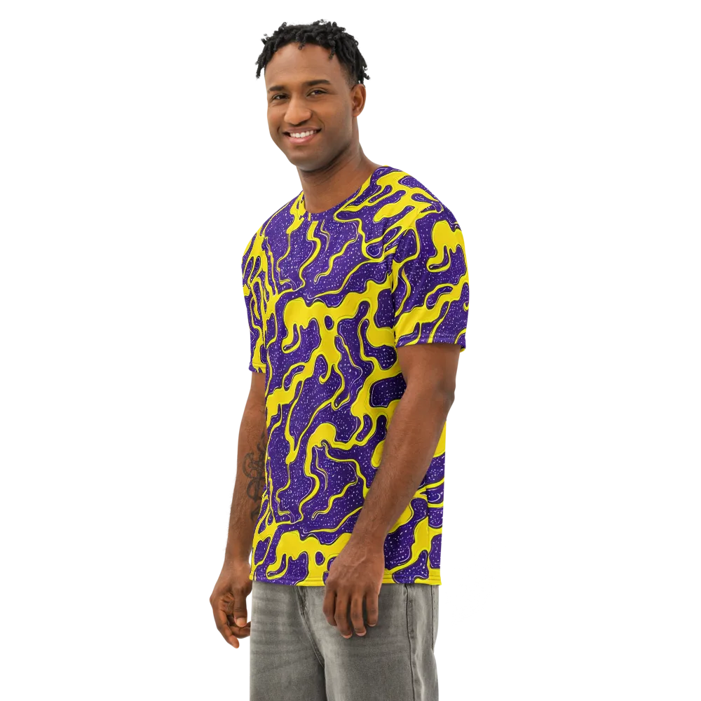 Lemon Nebula on Men's Cotton Crew Neck T-Shirt — Left Front