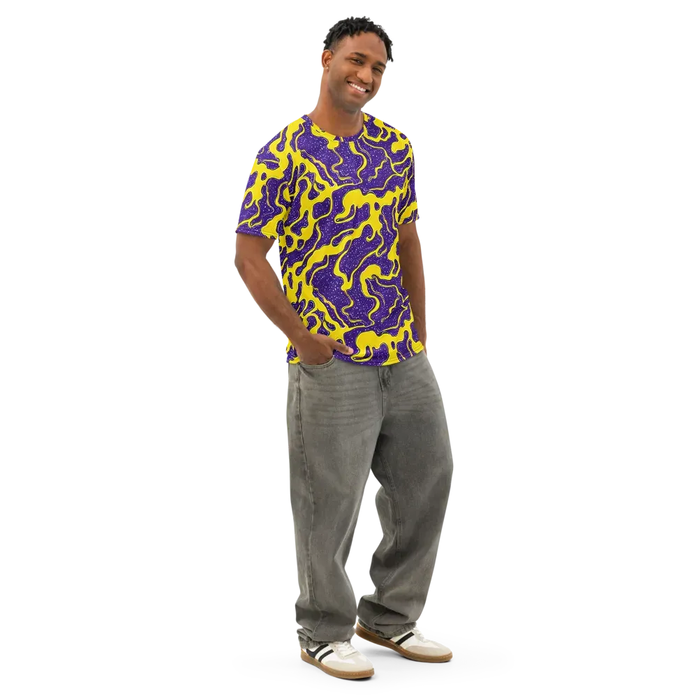 Lemon Nebula on Men's Cotton Crew Neck T-Shirt — Right Front