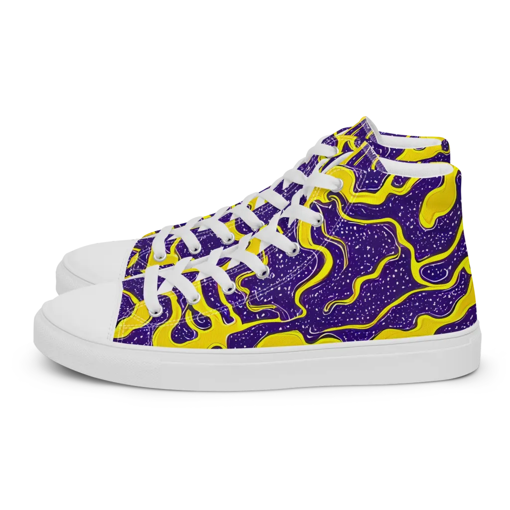 Lemon Nebula on Men's High Top Canvas Shoes — Left
