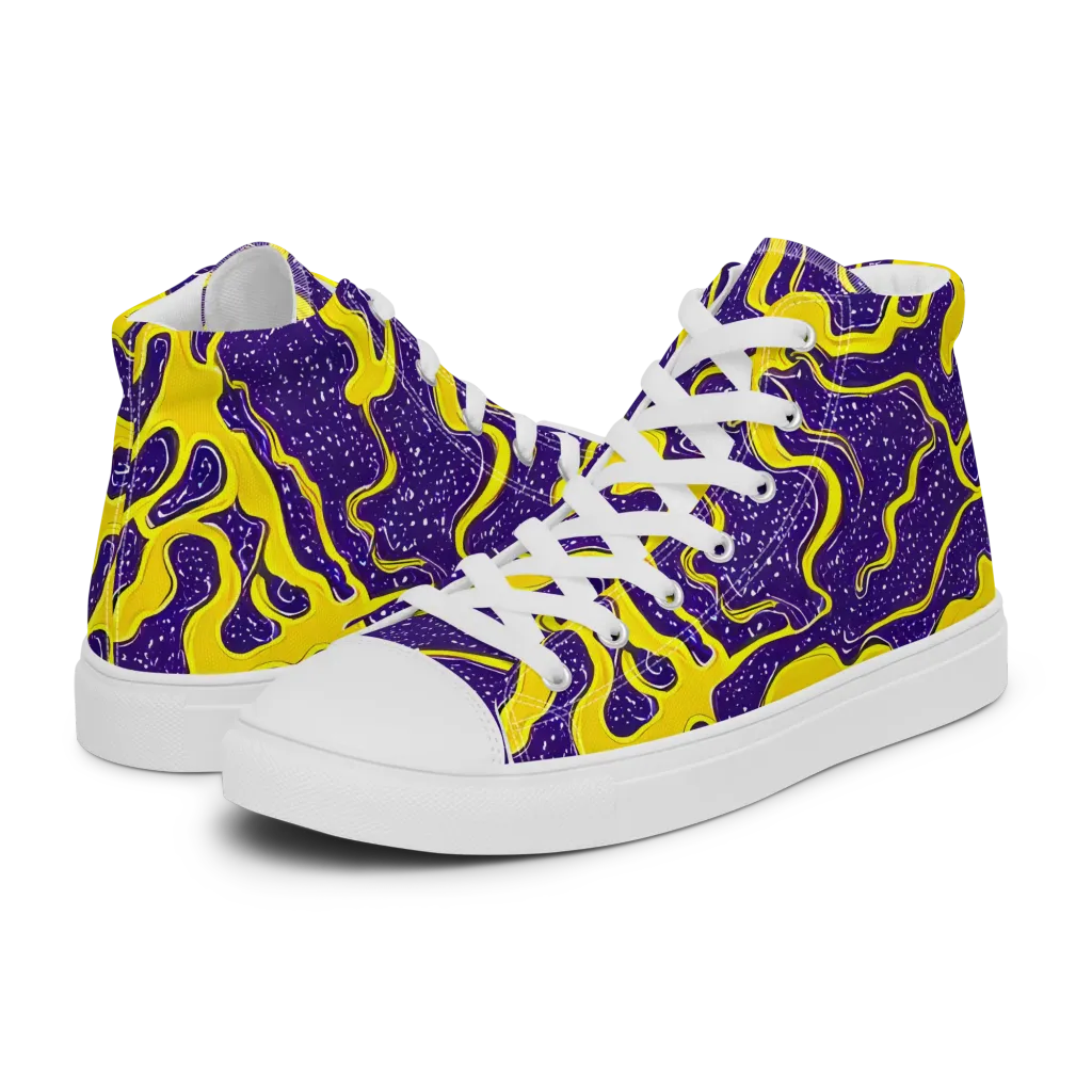 Lemon Nebula on Men's High Top Canvas Shoes — Left
