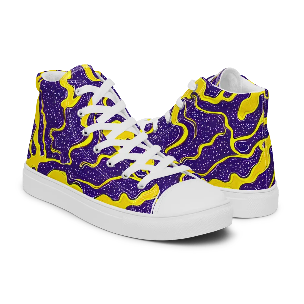 Lemon Nebula on Men's High Top Canvas Shoes — Right
