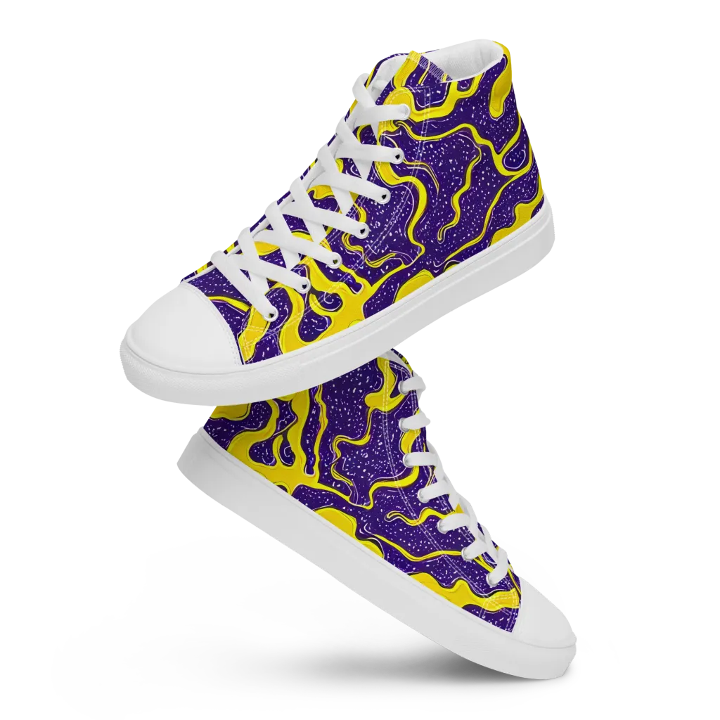 Lemon Nebula on Men's High Top Canvas Shoes — Front