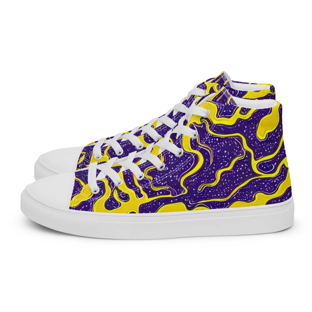 Lemon Nebula on Women's High Top Canvas Shoes — Left