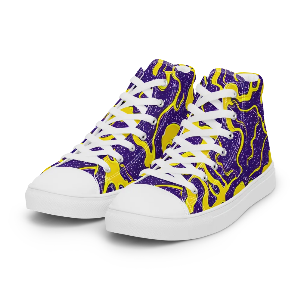 Lemon Nebula on Women's High Top Canvas Shoes — Left Front