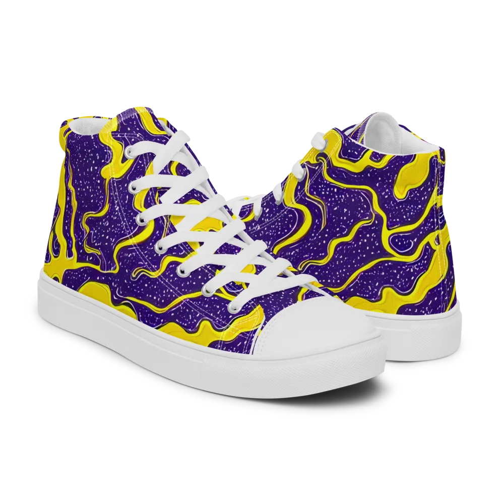 Lemon Nebula on Women's High Top Canvas Shoes — Right