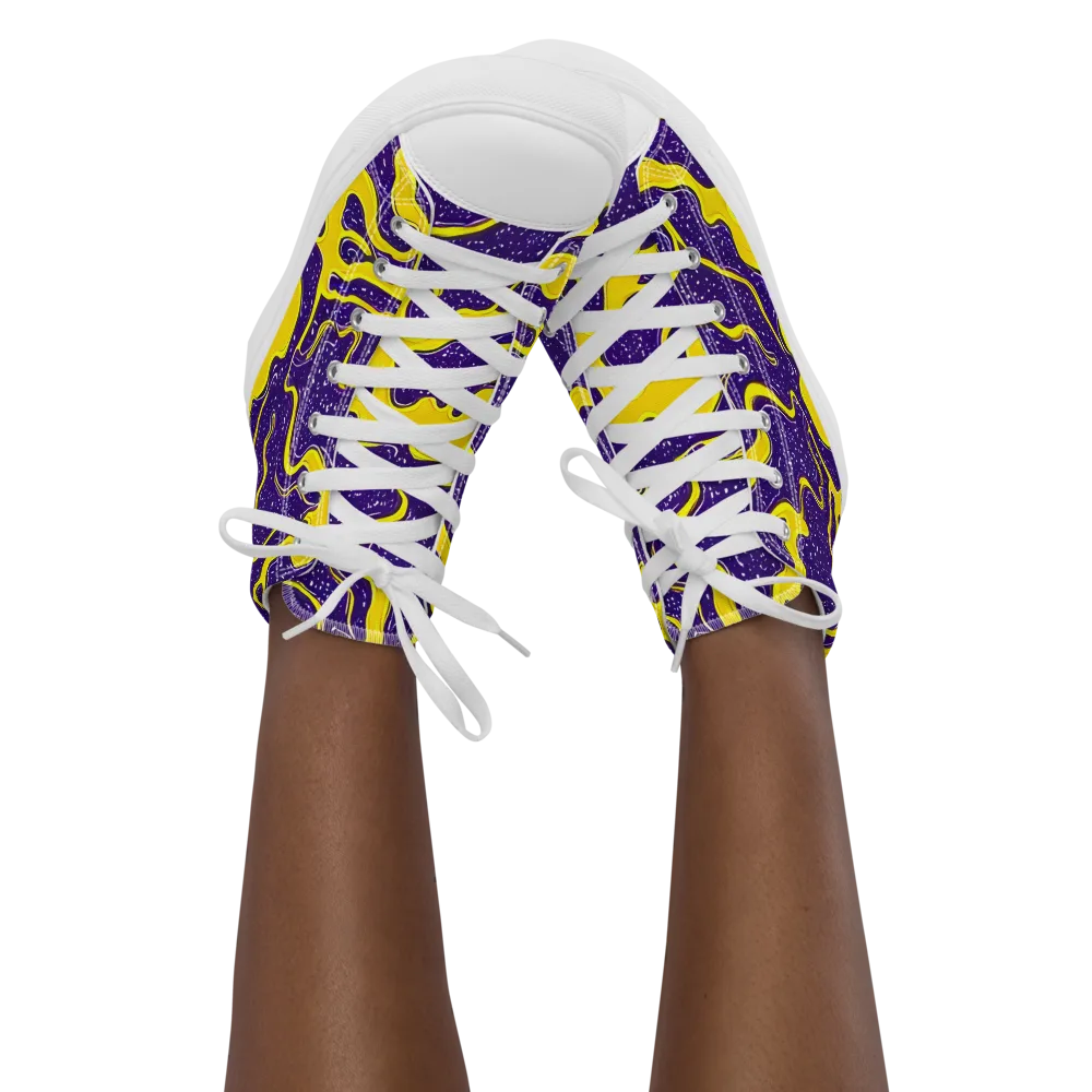 Lemon Nebula on Women's High Top Canvas Shoes — Front