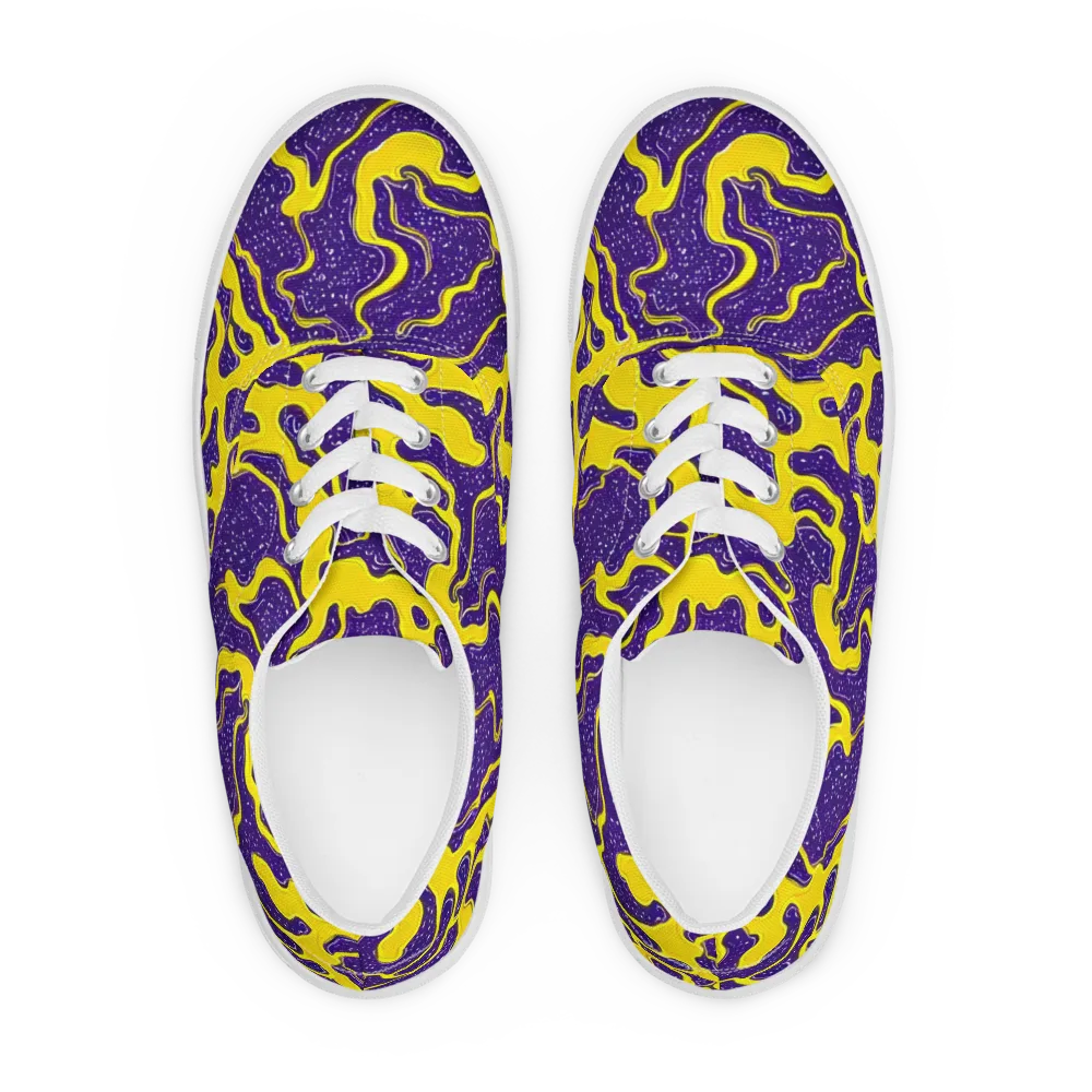 Lemon Nebula on Men's Lace-Up Canvas Shoes — Front