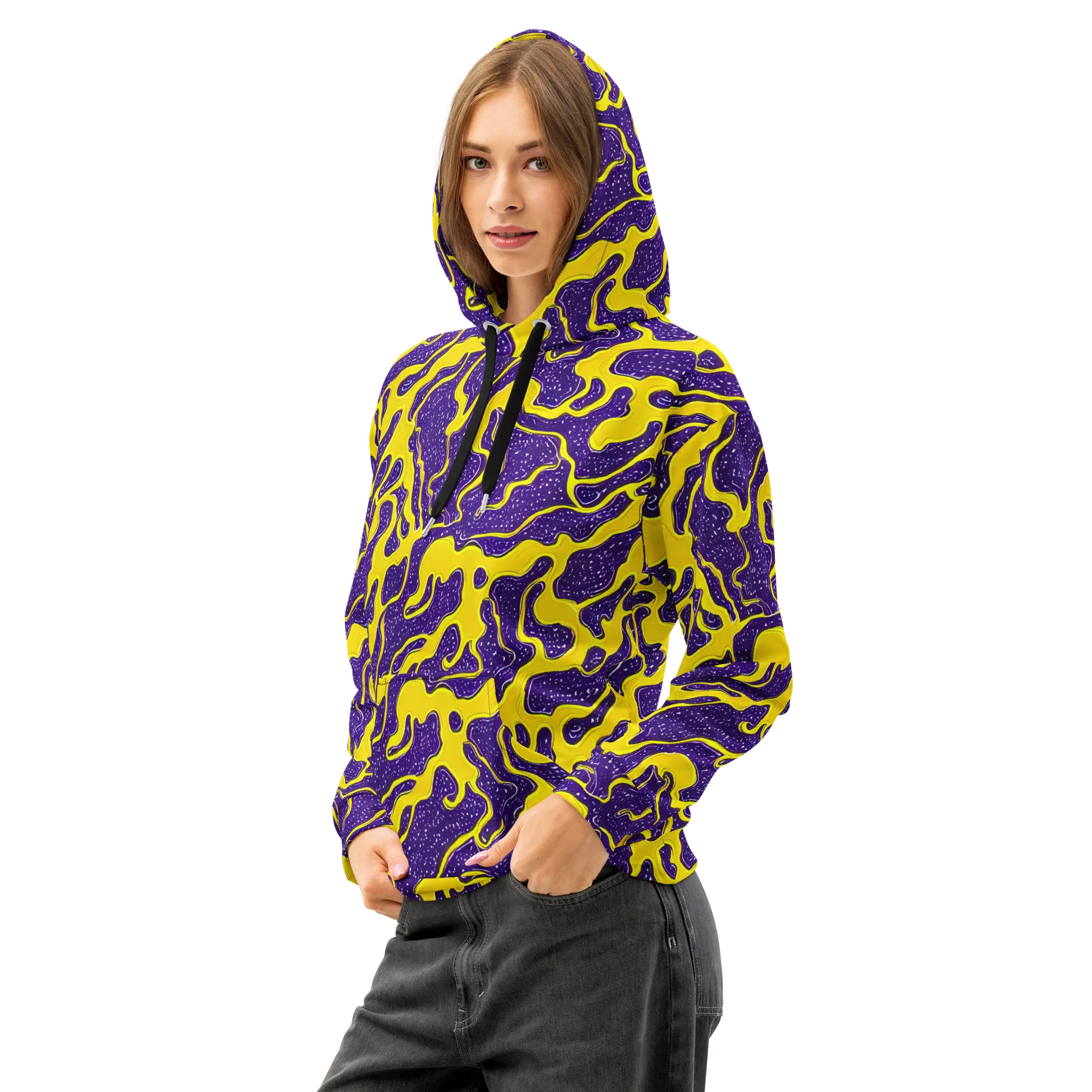 Lemon Nebula on Cotton Hoodie — Left Front