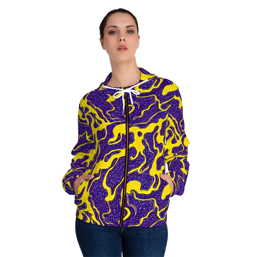 Lemon Nebula on Women's Full-Zip Hoodie — Front On Person