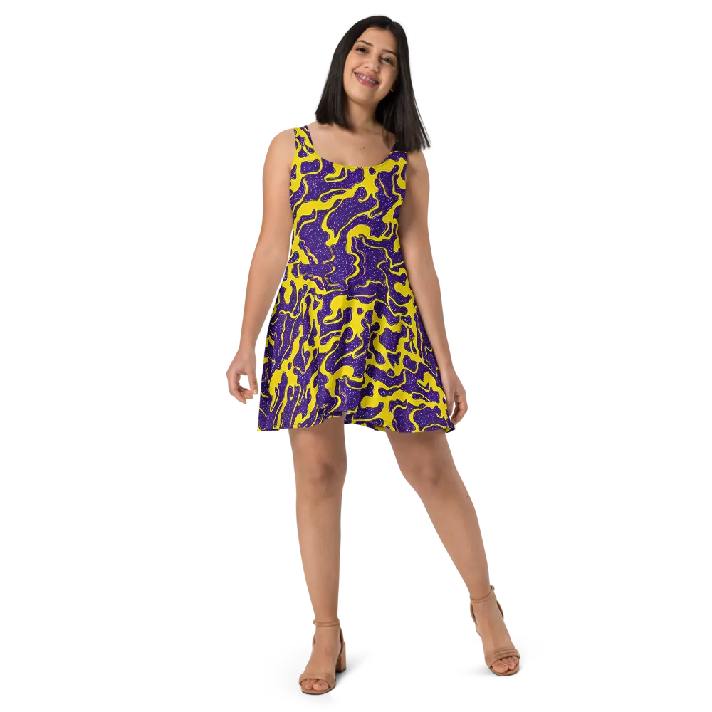 Lemon Nebula on Skater Dress — Front