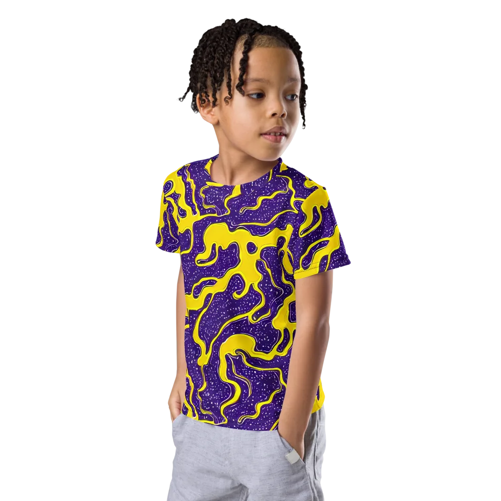 Lemon Nebula on Kids Crew Neck T-Shirt — Left Front