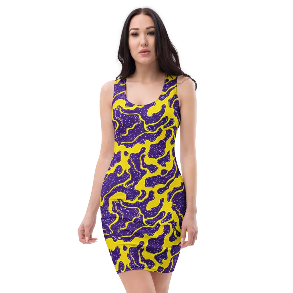 Lemon Nebula on Bodycon Dress — Front