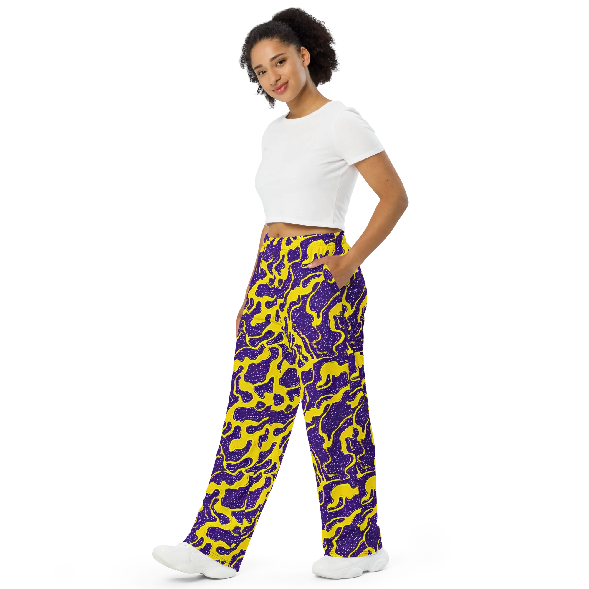 Lemon Nebula on Wide-Leg Pants — Left Front