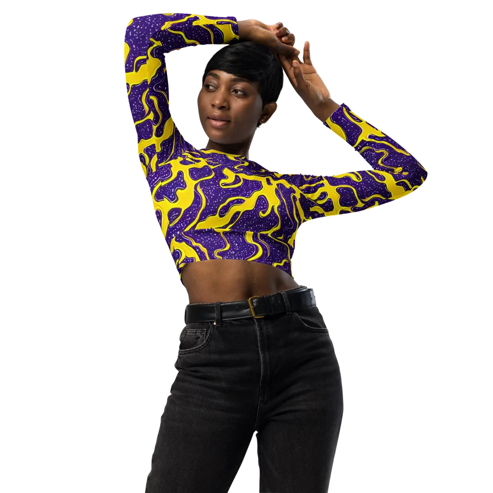 Lemon Nebula on Long Sleeve Crop Top — Front