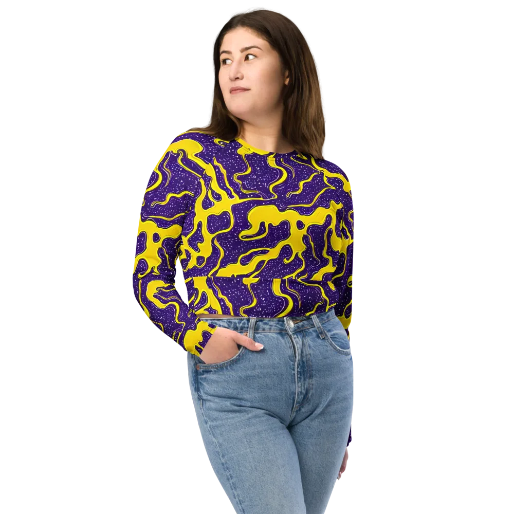 Lemon Nebula on Long Sleeve Crop Top — Front