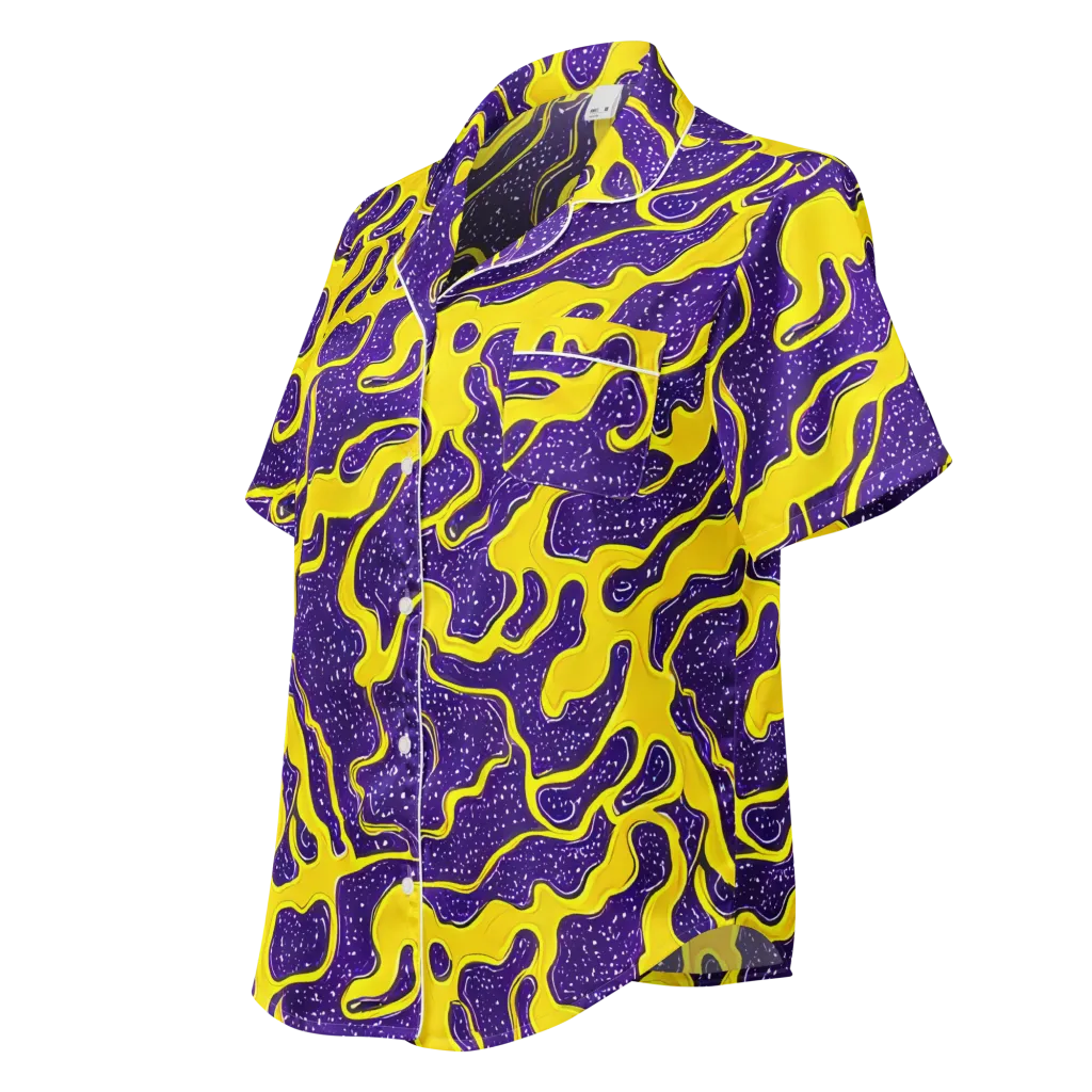 Lemon Nebula on Women's Short Sleeve Pajama Top — Left Front