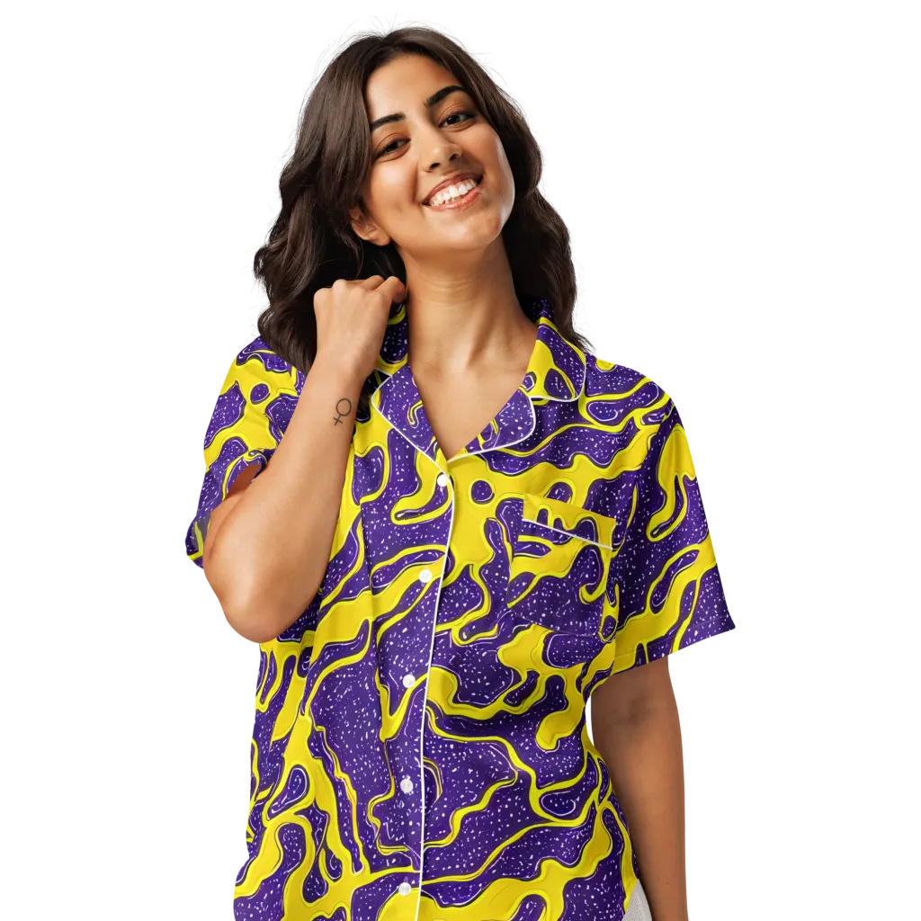 Lemon Nebula on Women's Short Sleeve Pajama Top — Front