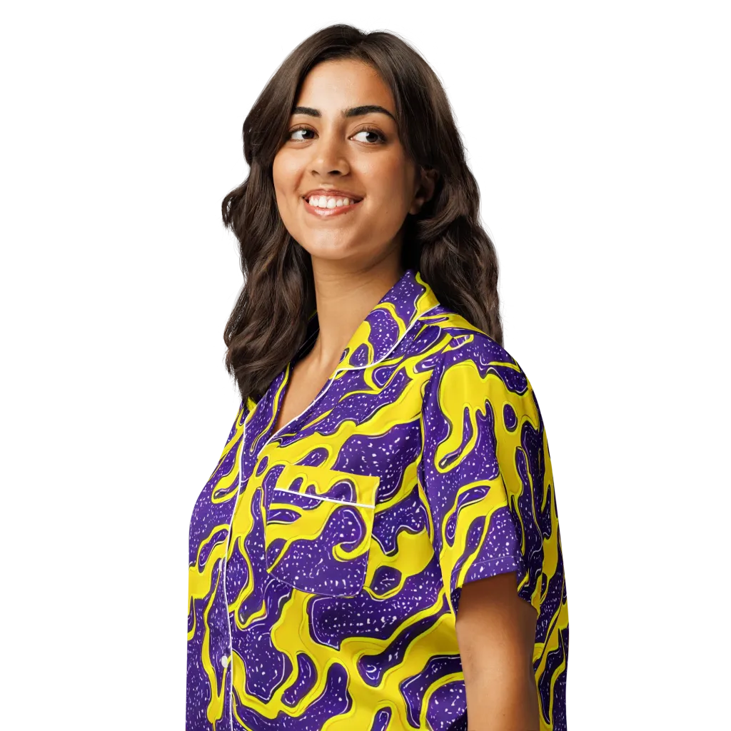 Lemon Nebula on Women's Short Sleeve Pajama Top — Left Front