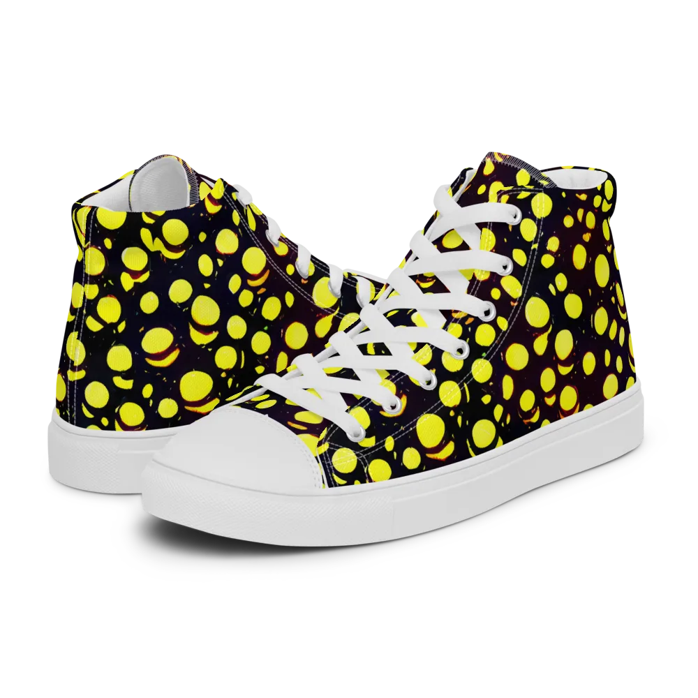 Luminous Scatter on Men's High Top Canvas Shoes — Left