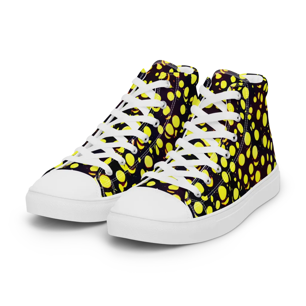 Luminous Scatter on Women's High Top Canvas Shoes — Left Front