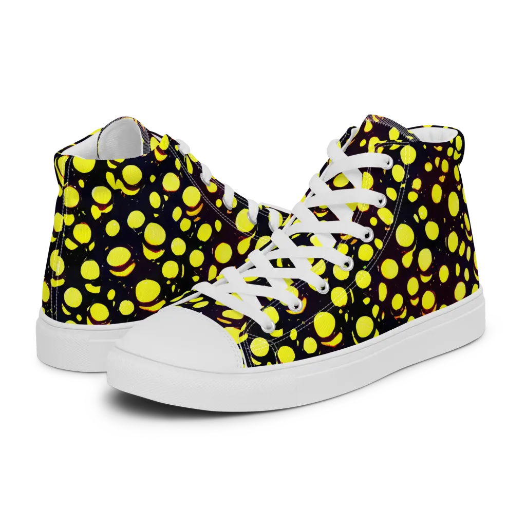 Luminous Scatter on Women's High Top Canvas Shoes — Left