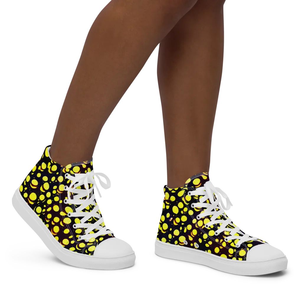 Luminous Scatter on Women's High Top Canvas Shoes — Right