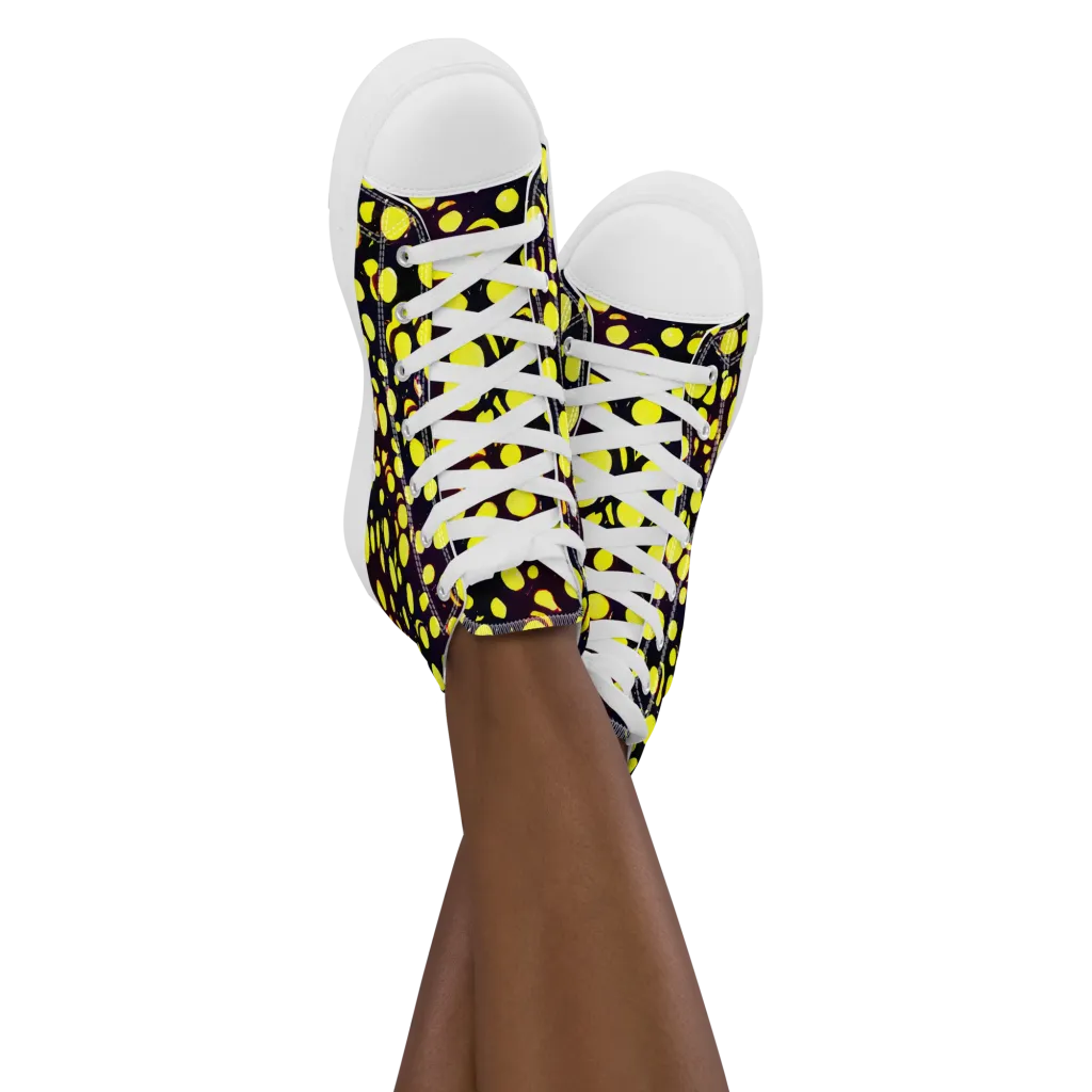 Luminous Scatter on Women's High Top Canvas Shoes — Front