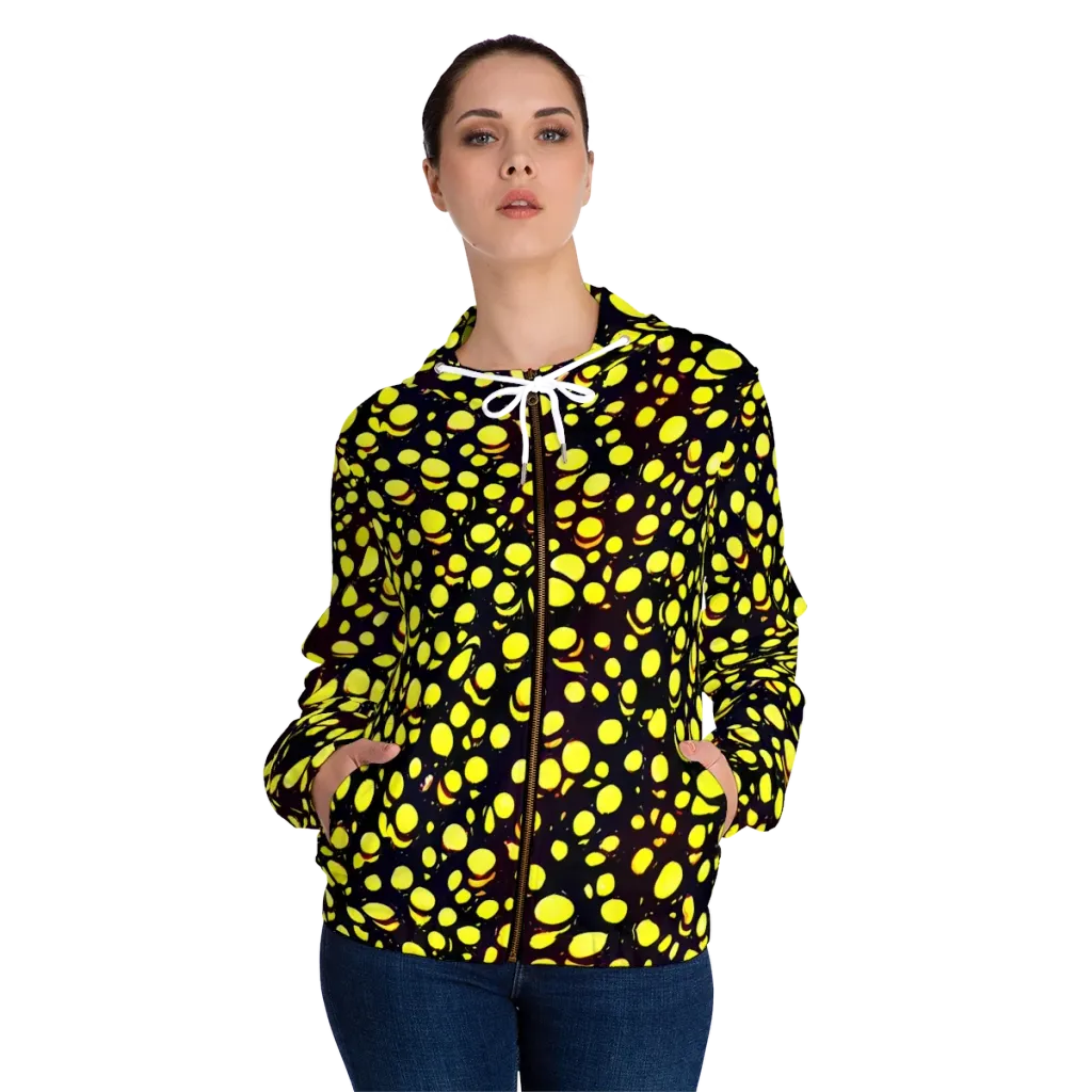 Luminous Scatter on Women's Full-Zip Hoodie — Front On Person